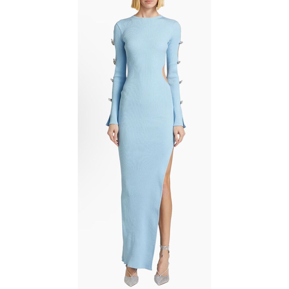 NWT Mach & Mach Crystal Bow Cut-Out Maxi Dress Size M $1690